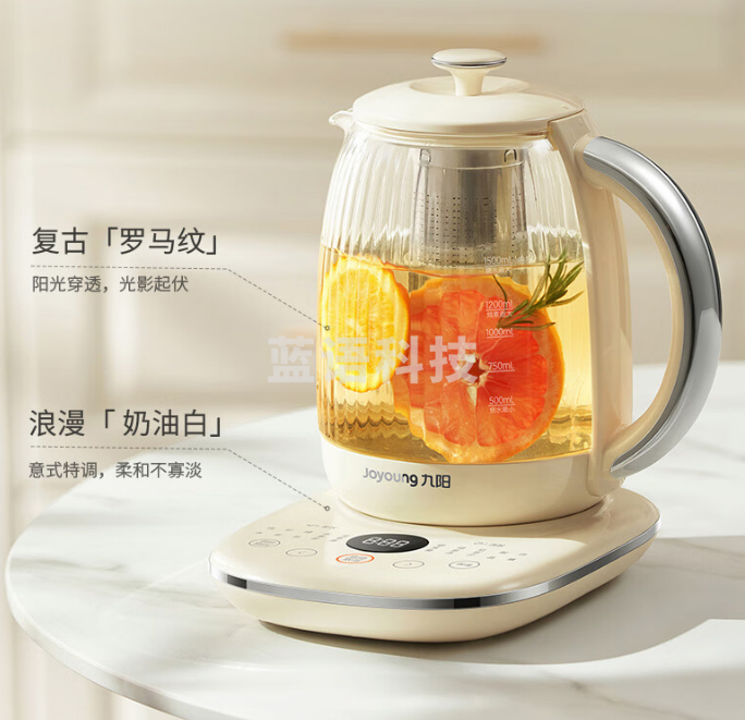 九阳(Joyoung)养生壶轻复古玻璃花茶壶煮茶器 10大功能11档调温 电水壶热水壶烧水壶 恒温水壶1.5L K15D-WY166