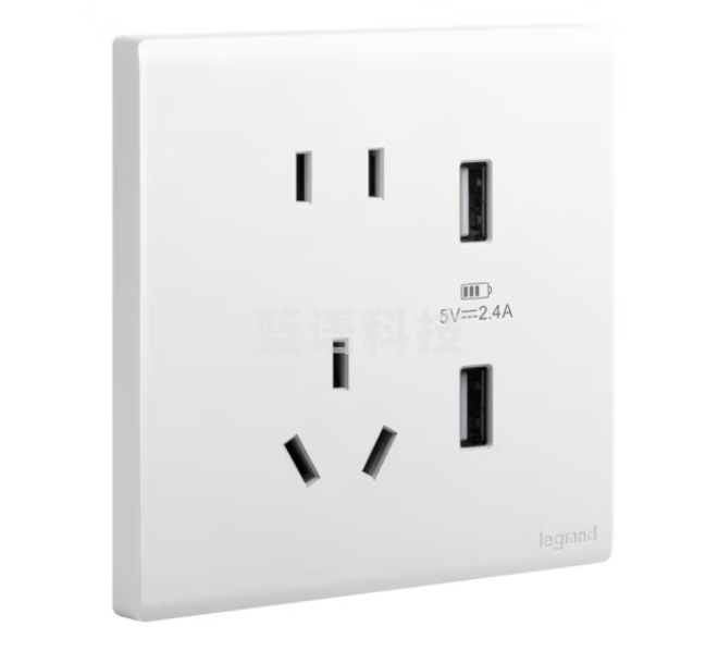 罗格朗(LEGRAND)开关插座 简悦系列陶瓷白色 86型墙壁插座 10A五孔带双USB插座F6/426/10US/U2
