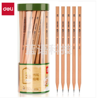 得力2B铅笔(deli) 2B铅笔原木桶装2B铅笔六角铅笔2B铅笔小学生儿童铅笔素描 2B-58118