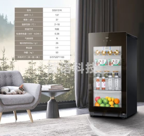 海尔(Haier)137升智能家用客厅办公室冷藏柜暖藏冰吧 茶叶饮料蔬果保鲜柜小型酒柜囤货冰箱DS0137K-CC32715