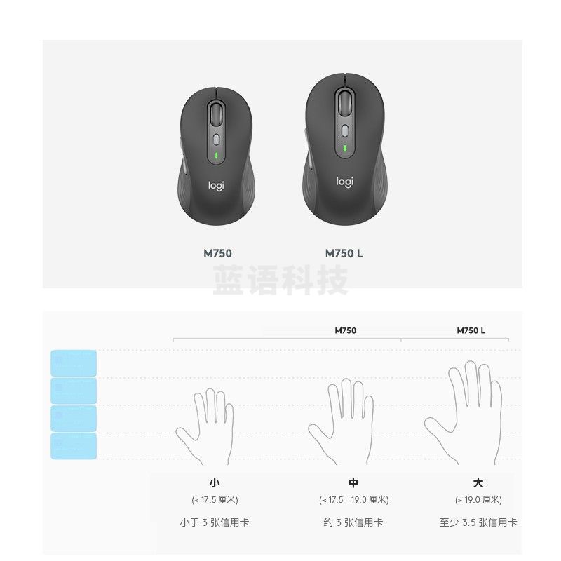 罗技（Logitech） M750中小手无线蓝牙鼠标usb电池款M650升级版白色M