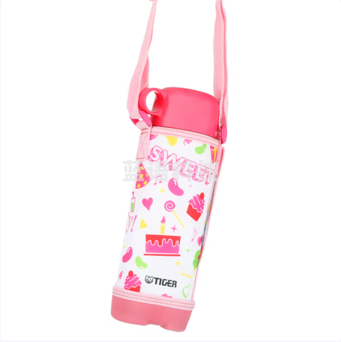 虎牌儿童男女保温杯卡通风格斜挎MBO-A05C学生幼儿便携两用500ml 白色(WP)