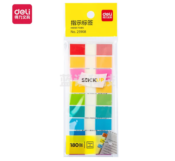 得力(deli)25908 (12*44mm)180张/包 便利贴标签贴纸