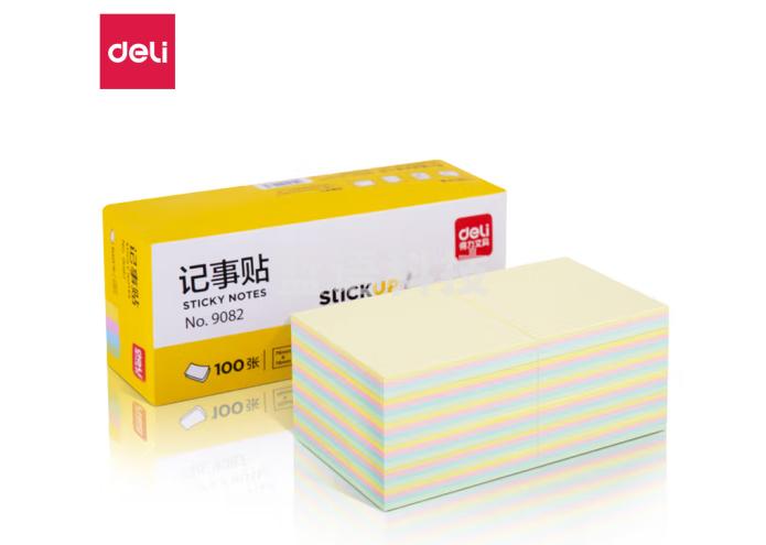 得力 9082 彩色便利贴粘性便签纸 76*76mm备忘留言纸 单包