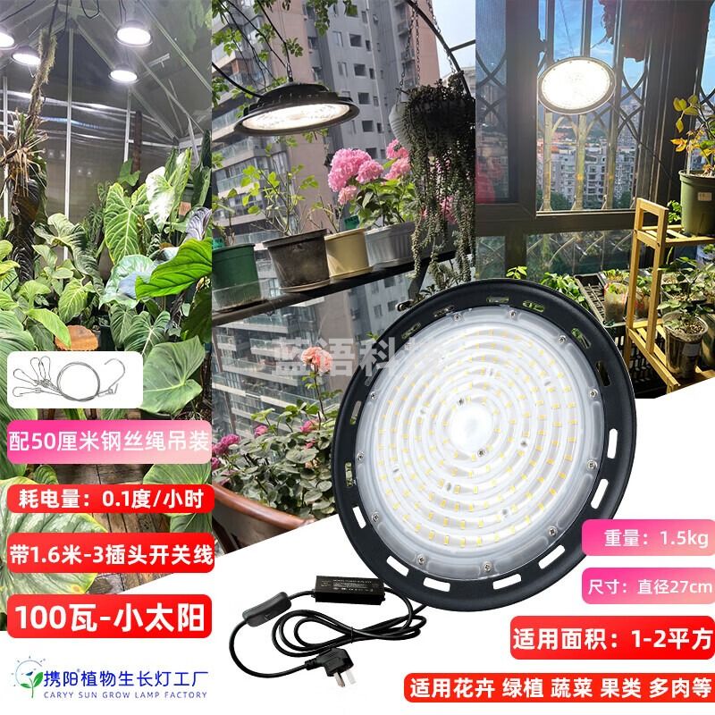 沪准 康密怡玲多肉月季植物补光灯仿太阳全光谱绿植室内家用led兰花生长灯 [三代]黑色100瓦-小太阳