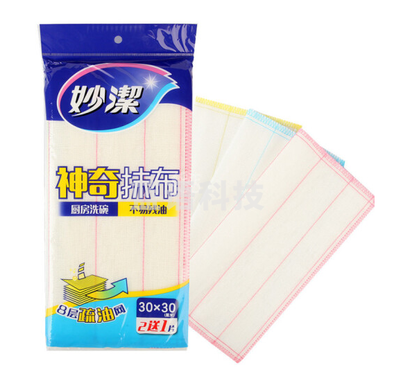 妙洁(MIAOJIE)1019抹布 不掉毛吸水厨房擦 神奇抹布 加厚洗碗布3片装.