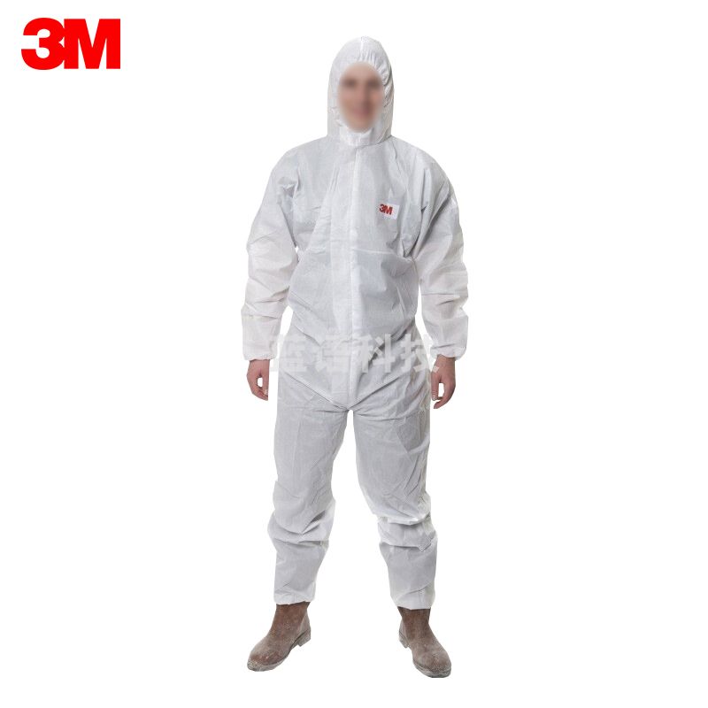 3M 透气带帽连体防护服 工作服 工装服 工作服套装 4515 白色防护服