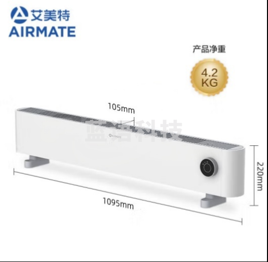 艾美特(AIRMATE)HD22-K1 石墨烯踢脚线取暖器 节能省电居浴两用移动地暖 约1.1米石墨烯速热踢脚线
