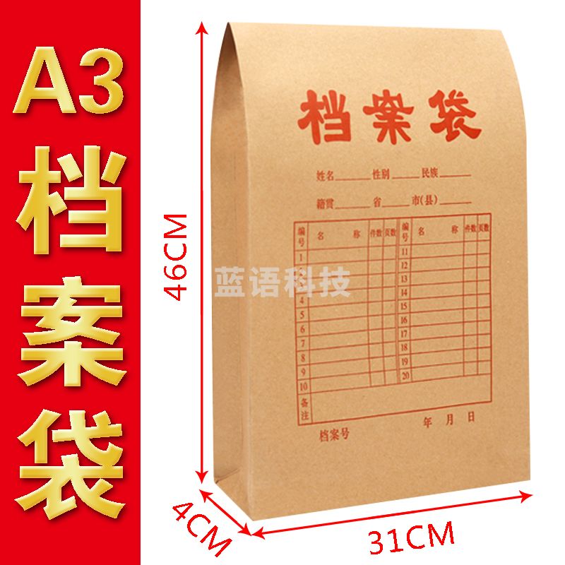 进口牛皮纸档案袋A3