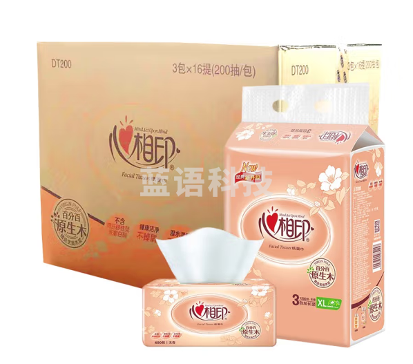 心相印 抽纸2层200抽DT200面巾纸 (加大码2层*200抽*48包) 整箱