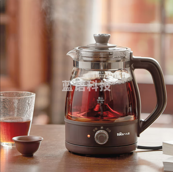 小熊ZCQ-A10X1 煮茶器 蒸汽喷淋式蒸茶器 玻璃加厚小型迷你养生壶 全自动泡茶电热烧水壶1L