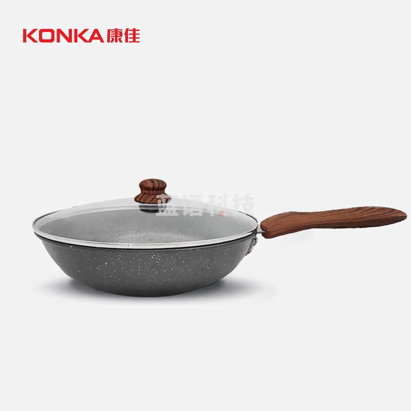 康佳(KONKA)CG02M家用不粘锅炒锅麦饭石锅燃气灶电磁炉通用含玻璃盖