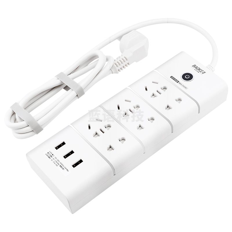 宝克（BAOKE）K213UB-3 USB插座 3USB接口+6孔全长3米 总控开关