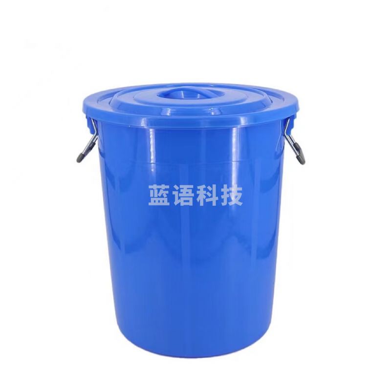 大号加厚塑料圆桶 圆形收纳桶 酒店厨房大容量水桶 蓝色带盖100L