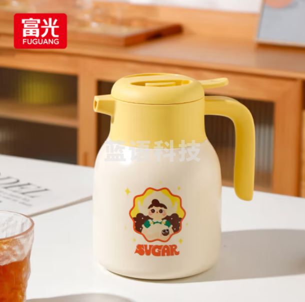 富光 WFZ1225-1200灵梦保温壶大容量316不锈钢 按压式热水壶 1.2半糖黄