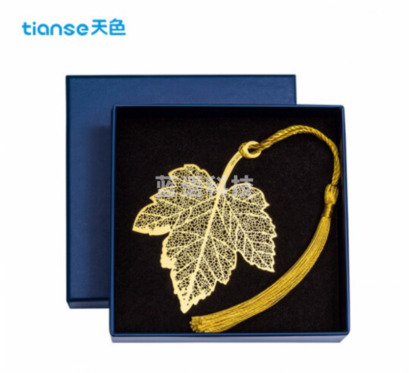 天色 黄铜叶脉书签 教师节礼物女老师创意金属古风书签书夹年会礼品新年礼物生日礼物 TS-5866 梧桐叶