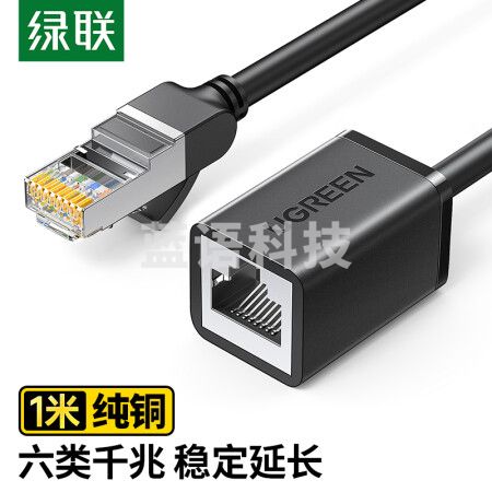 绿联（UGREEN）11279 RJ45网线延长线 六类cat6类网线网口接头延长器 千兆网络宽带接口连接线 纯铜双绞线 1米