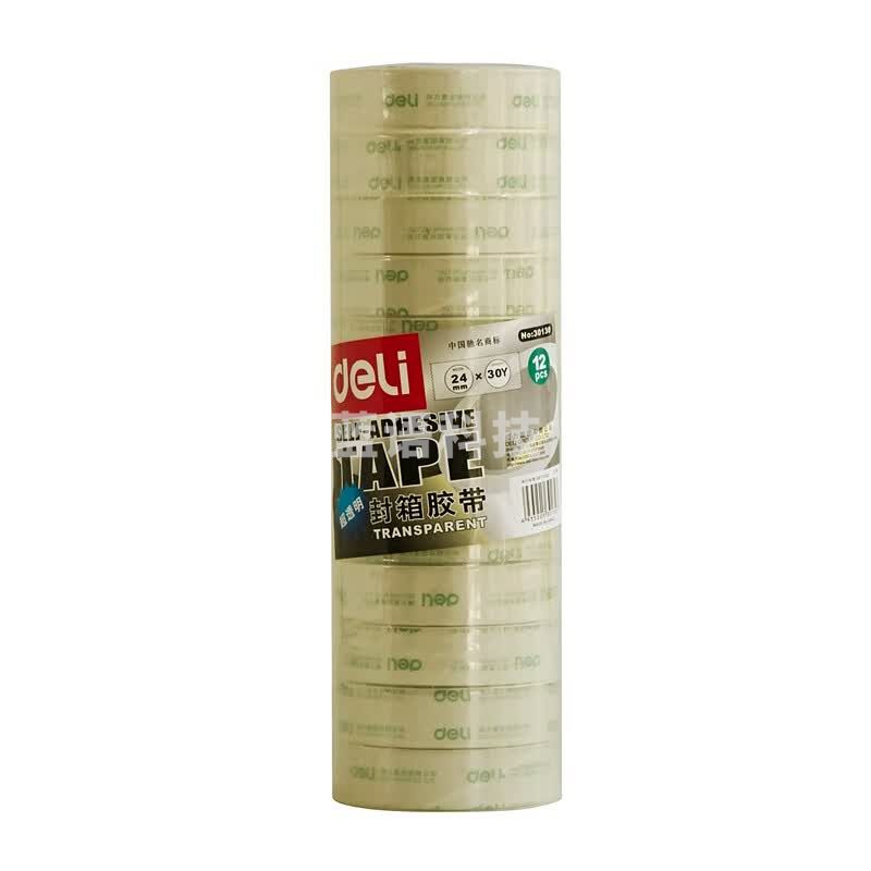 得力 deli 30130 封箱胶带24mm*30y*50um(12卷/筒)
