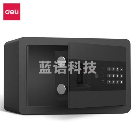 得力(deli)家用电子密码办公小型箱全钢防盗可入墙入柜【AE209】20cm曜黑