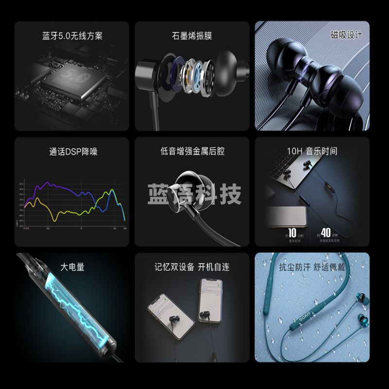 索爱（soaiy）X5挂脖式运动无线蓝牙耳机 颈挂式超长续航 跑步入耳式音乐耳机 适用于苹果华为安卓耳麦 黑色