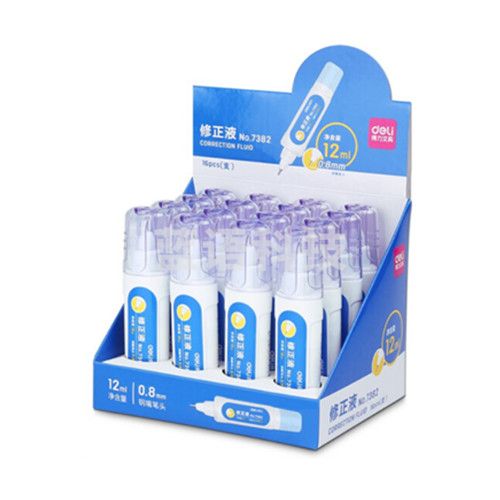 得力 7382修正液不锈钢0.8mm笔头12ml*16