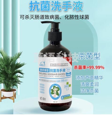 洗得宝抗菌洗手液 480ml/瓶 茉莉花香抗菌水洗洗手液 (棕)