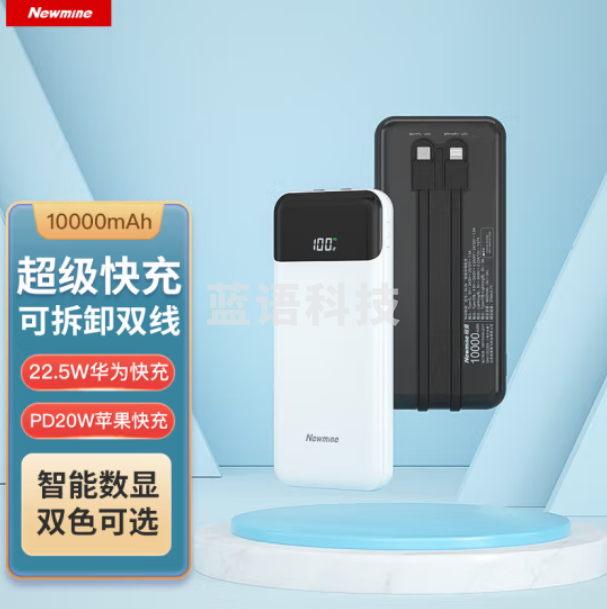 纽曼（Newmine)AL09 自带线快充充电宝10000毫安时 22.5W 苹果Type-c 黑