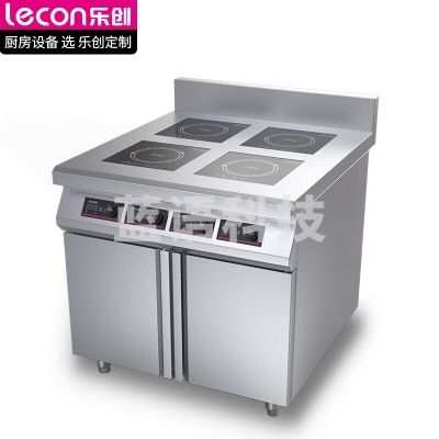 乐创 lecon LC-L14KW-4GS 商用电磁炉煲仔炉多头灶四头六头花甲锡纸米线麻辣烫四眼六眼 四头平面柜式款