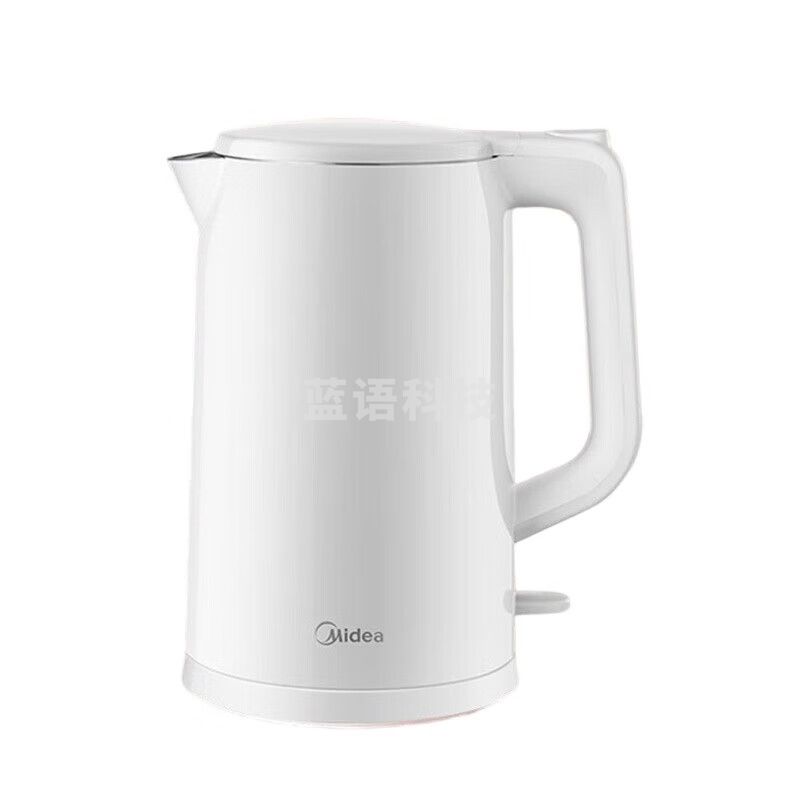 美的(Midea)电热水壶1.7L大容量双层防烫家用烧水壶宿舍开水壶304不锈钢水壶AEK1769