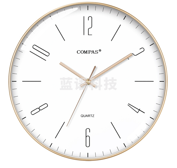 康巴丝（COMPAS）C3219C 挂钟 创意简约钟表客厅静音石英钟表挂墙卧室时钟薄边挂表 金色