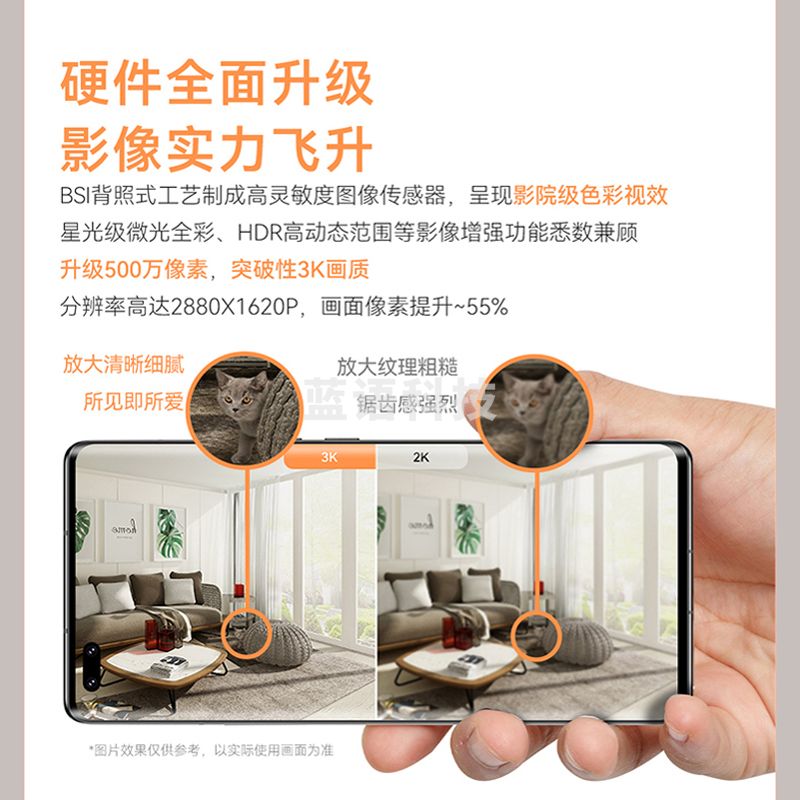 华为智选 海雀500W高清像素 3K画质室内智能摄像头 全景巡航 无线网络监控器 家用摄像机