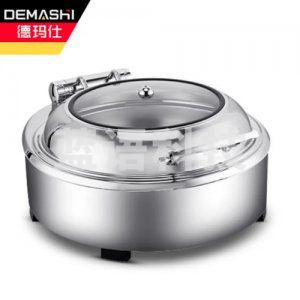德玛仕 DEMASHI 304-1060B 自助餐炉 布菲炉酒精灯炉 电加热翻盖餐炉 304不锈钢 包围款 6L圆形