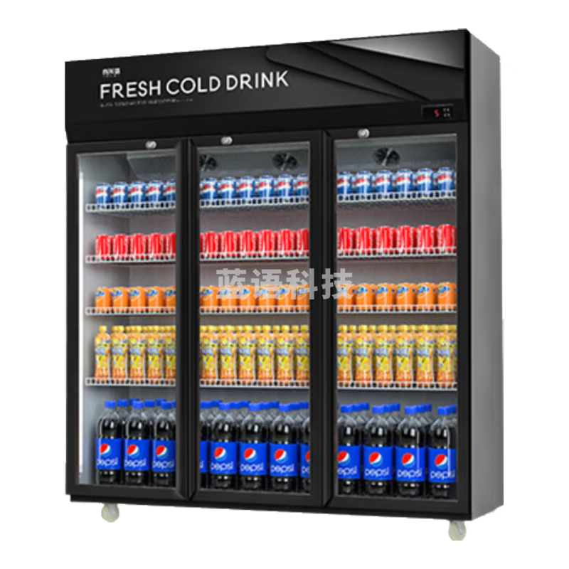 喜莱盛 冷藏展示柜保鲜柜商用冰箱饮料柜啤酒柜冷柜1.5米三门高端黑上机风冷XLS-SL-FL1188L