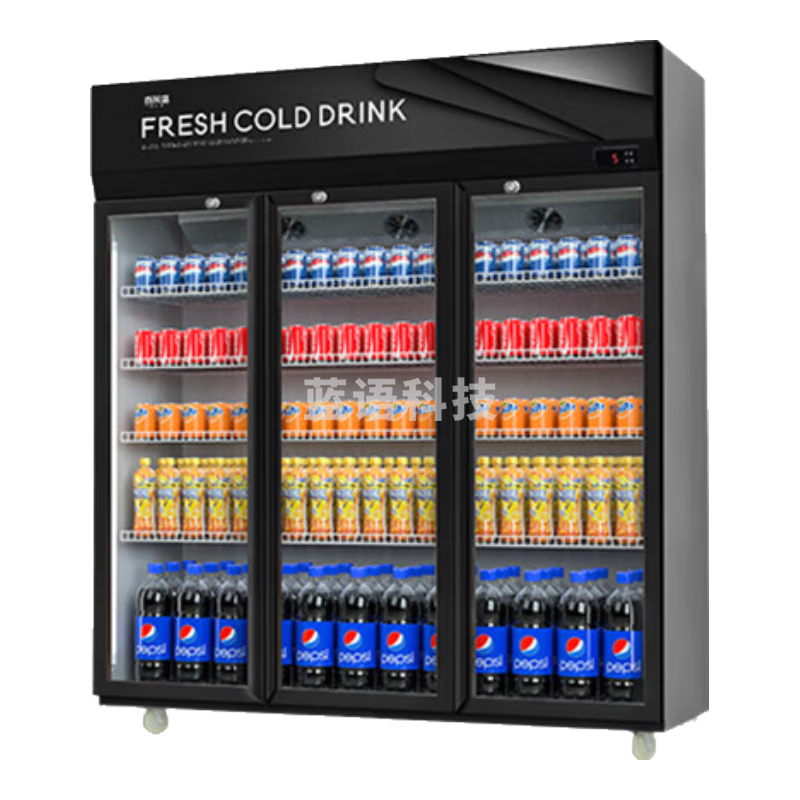 喜莱盛 冷藏展示柜保鲜柜商用冰箱饮料柜啤酒柜冷柜1.5米三门高端黑上机直冷XLS-SL-1188L