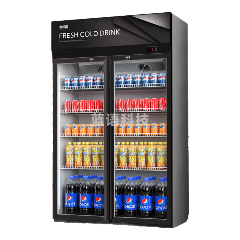 喜莱盛 冷藏展示柜保鲜柜商用冰箱饮料柜啤酒柜冷柜1米双门高端黑上机风冷XLS-788L-FLSJ