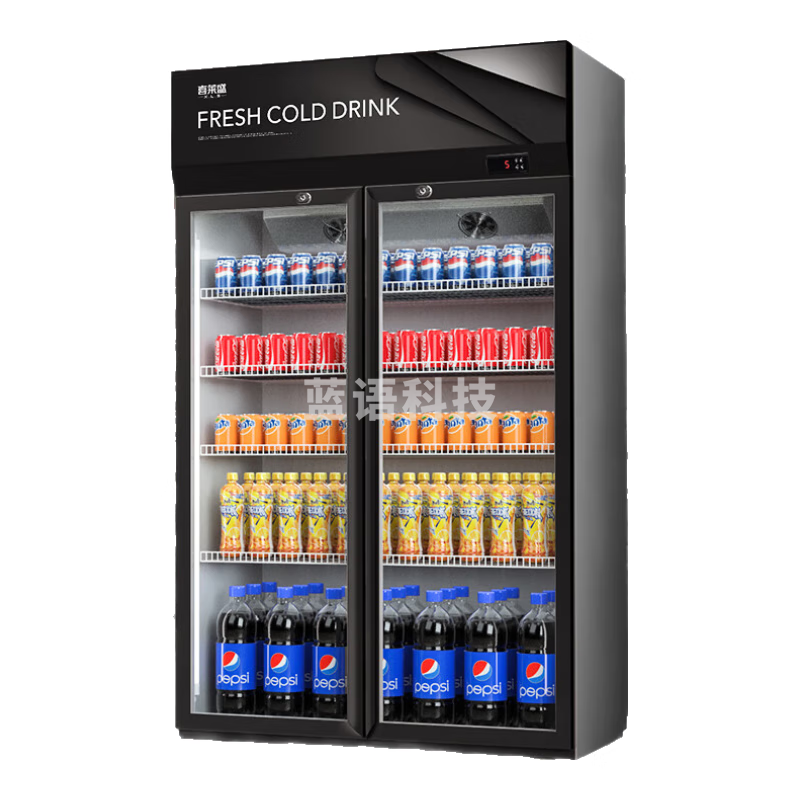 喜莱盛 冷藏展示柜保鲜柜商用冰箱饮料柜啤酒柜冷柜1米双门高端黑上机风直冷XLS-788L-FZSJ