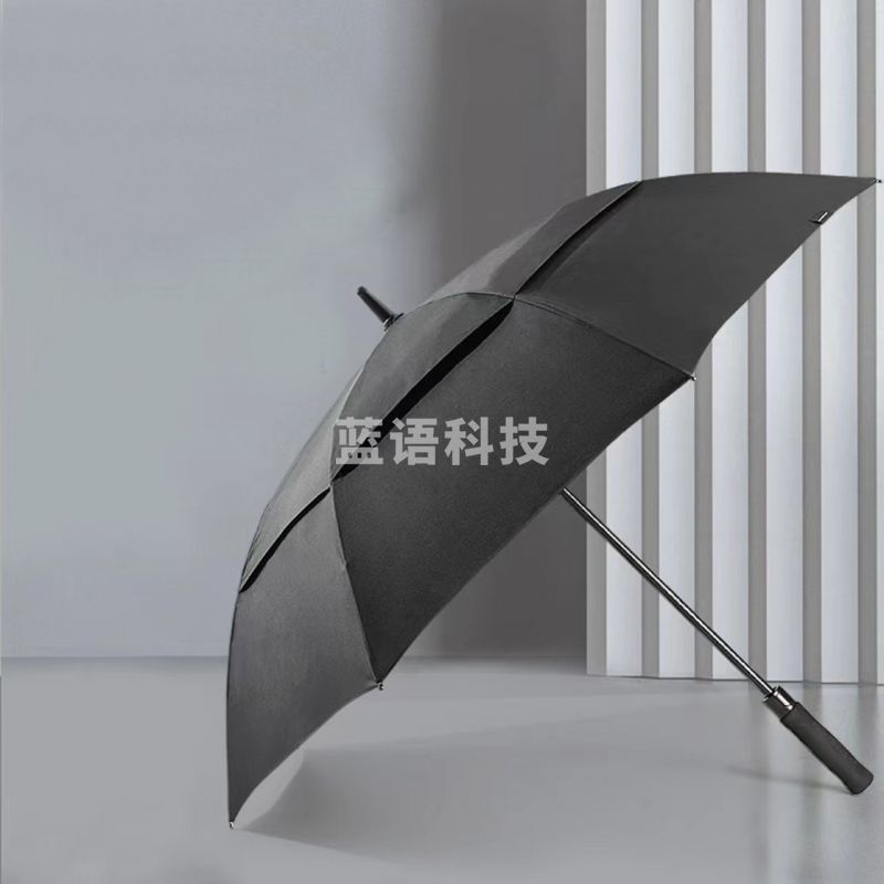 双层防风雨伞长柄双人伞加大防风晴雨伞直杆伞 黑色