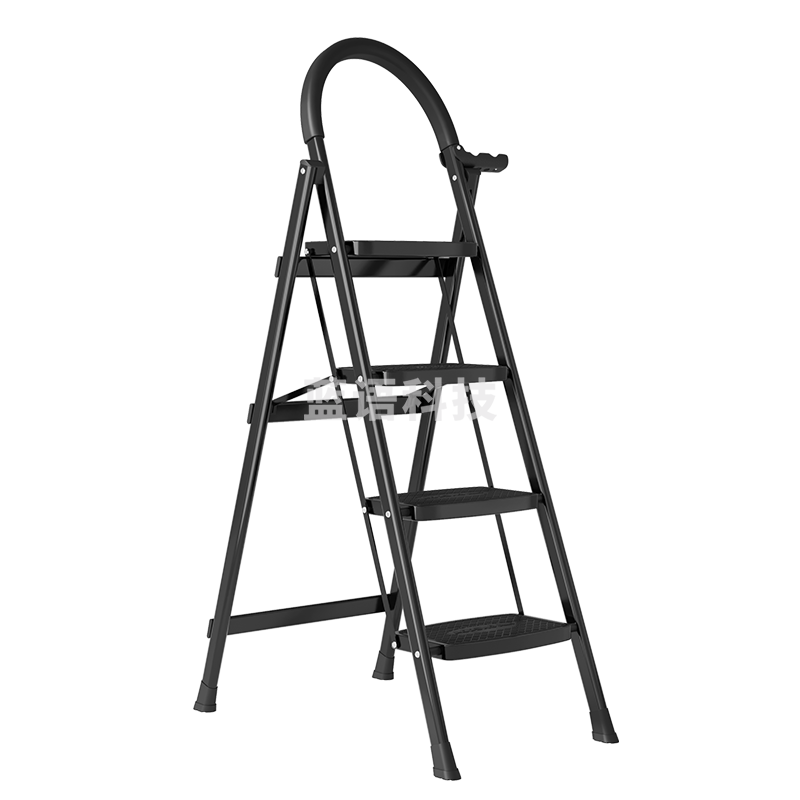 奥鹏梯子家用折叠四步梯加厚碳钢宽踏板登高人字梯工程单侧扶梯1264ST