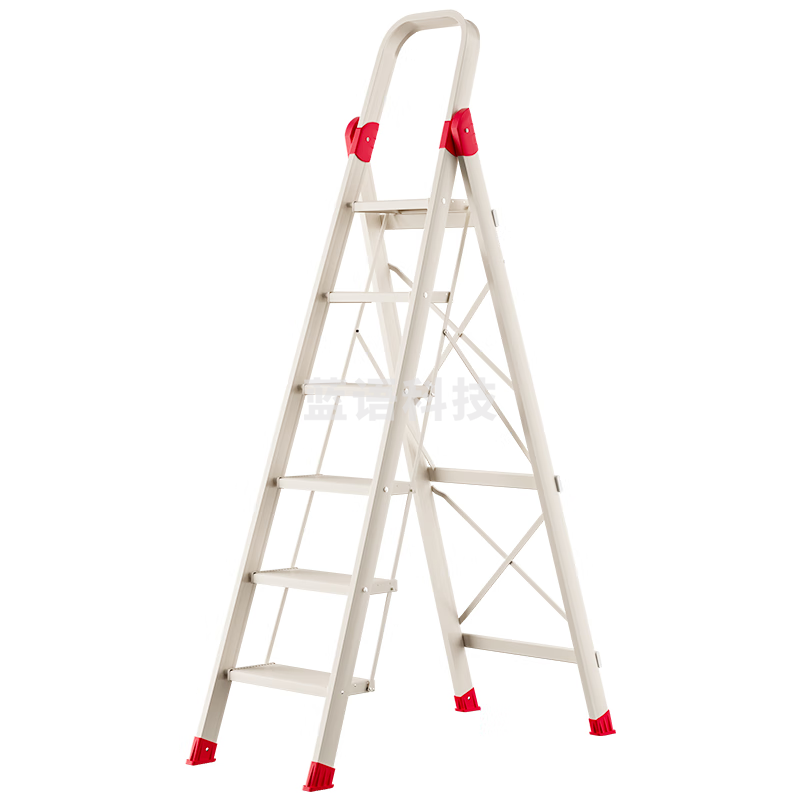 奥鹏梯子家用梯折叠铝合金人字梯室内户外登高六步爬梯带扶手安全梯