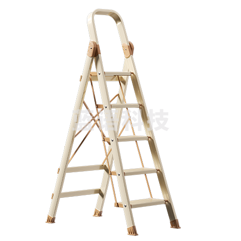 奥鹏梯子家用五步折叠梯加厚铝合金室内户外登高爬梯楼梯人字梯工程梯 奶油风五步