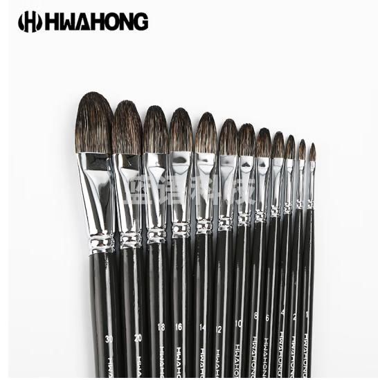 华虹（HWAHONG） 815系列黑牛耳毛油画笔 半圆头榛形油画笔/水粉笔/丙烯画笔 全套装（12支）