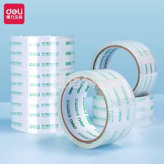 得力30173封箱胶带45mm*60y*50um(6卷/筒)(高透)