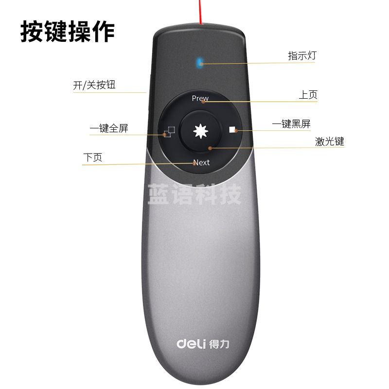 得力（deli）2805激光翻页笔可充电人机造型激光笔PPT翻页笔电子教鞭100m控制距离红光 12支/盒