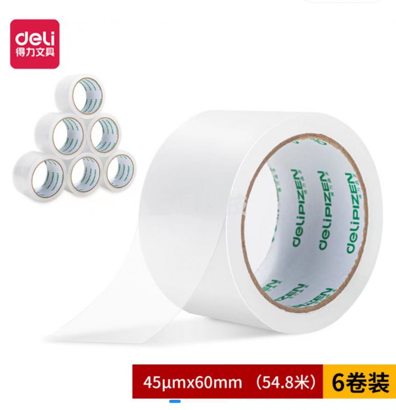 得力品正30931封箱胶带60mm*60Y*45um(6卷/筒)(普透)