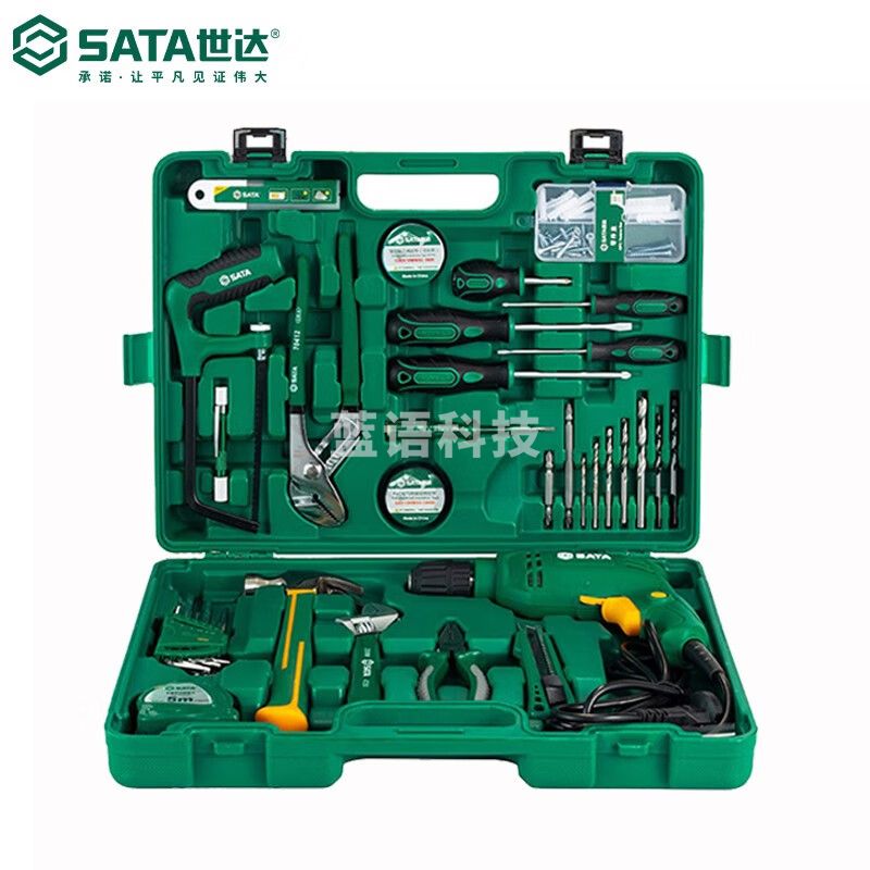 世达(SATA)工具58件电钻组套家用工具箱建筑安装多功能320W手电钻套装05156