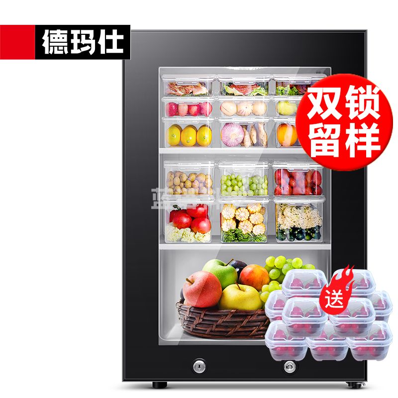 德玛仕（DEMASHI）食品留样柜 学校幼儿园公司食堂用水果蔬菜留样冰箱保鲜冷藏展示柜LG-60YL【双锁设计】