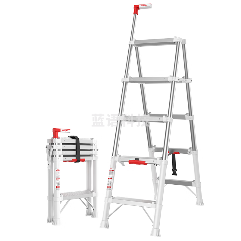 杜邦（DU PONT）【奈固小云梯】梯子家用人字伸缩梯折叠铝合金梯一合即收5步