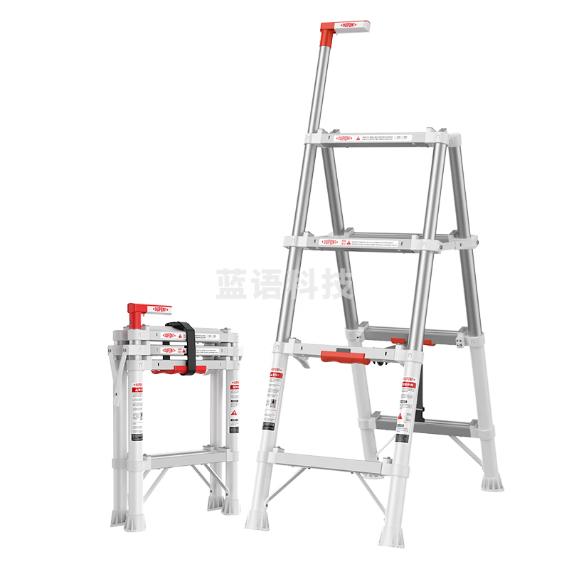 杜邦（DU PONT）【奈固小云梯】梯子家用人字伸缩梯折叠铝合金梯一合即收4步