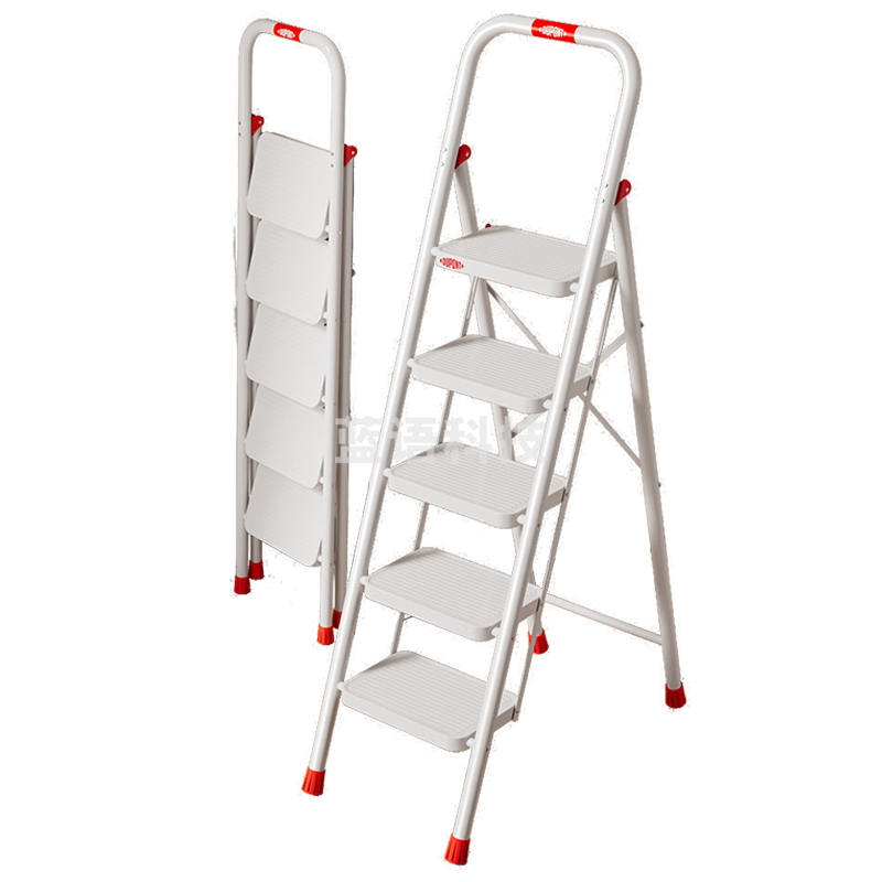 杜邦（DU PONT）梯子家用梯室内加厚碳钢人字梯多功能登高梯扶手梯【皓月白】5步