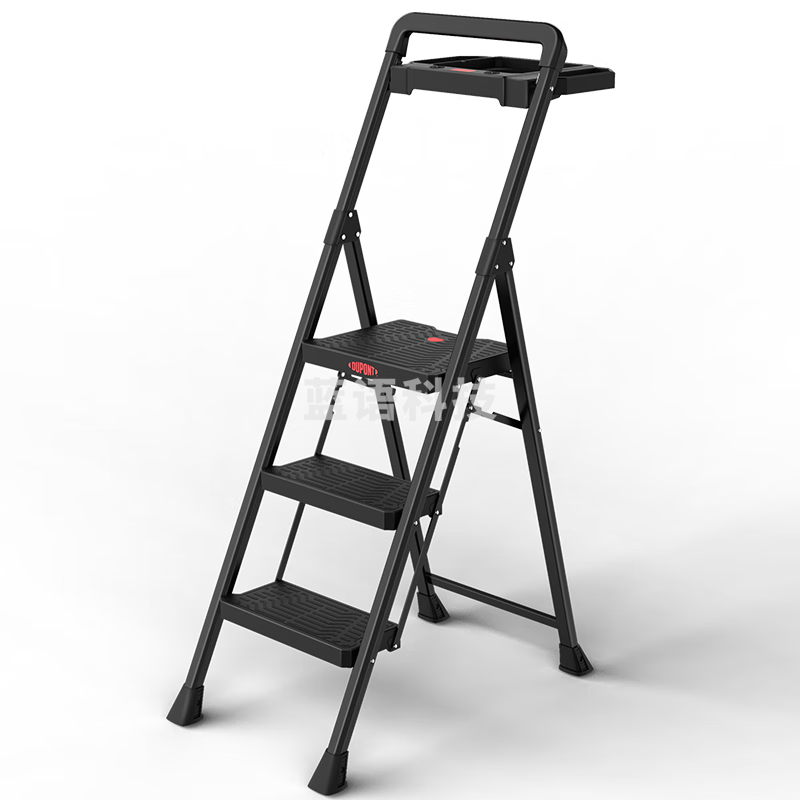 杜邦（DU PONT）梯子家用折叠梯伸缩人字梯黑曜加厚碳钢爬高梯3步